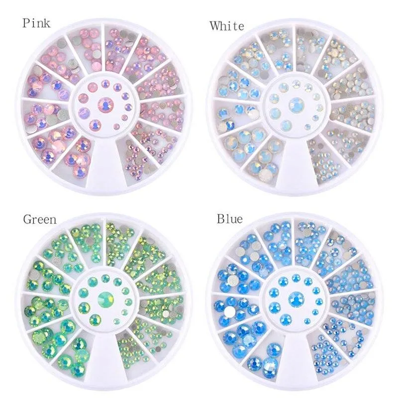 Opal Round Rhinestones Nail Decoration Wheels