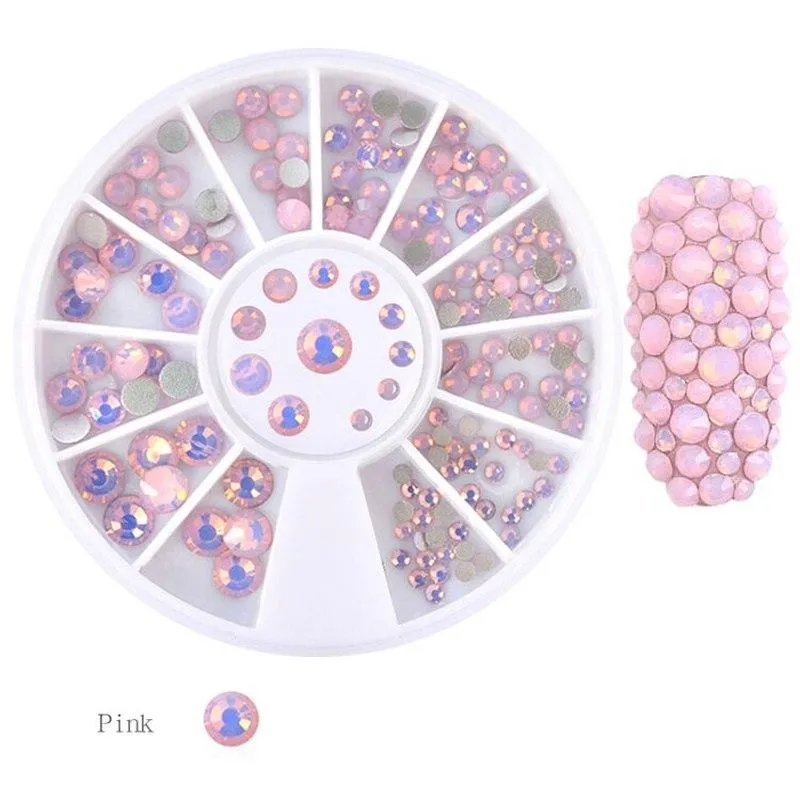 Opal Round Rhinestones Nail Decoration Wheels