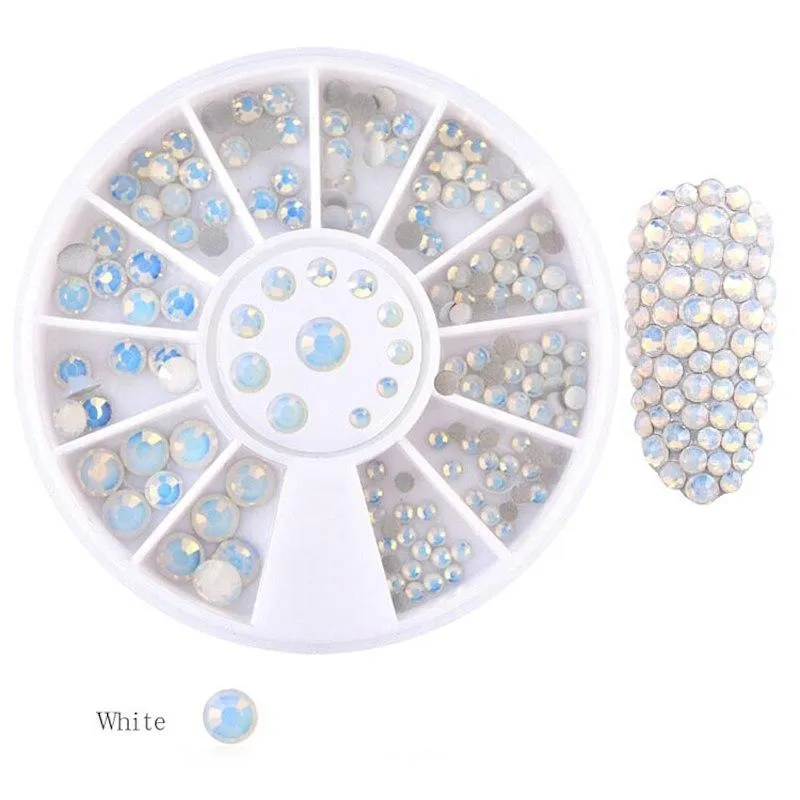 Opal Round Rhinestones Nail Decoration Wheels