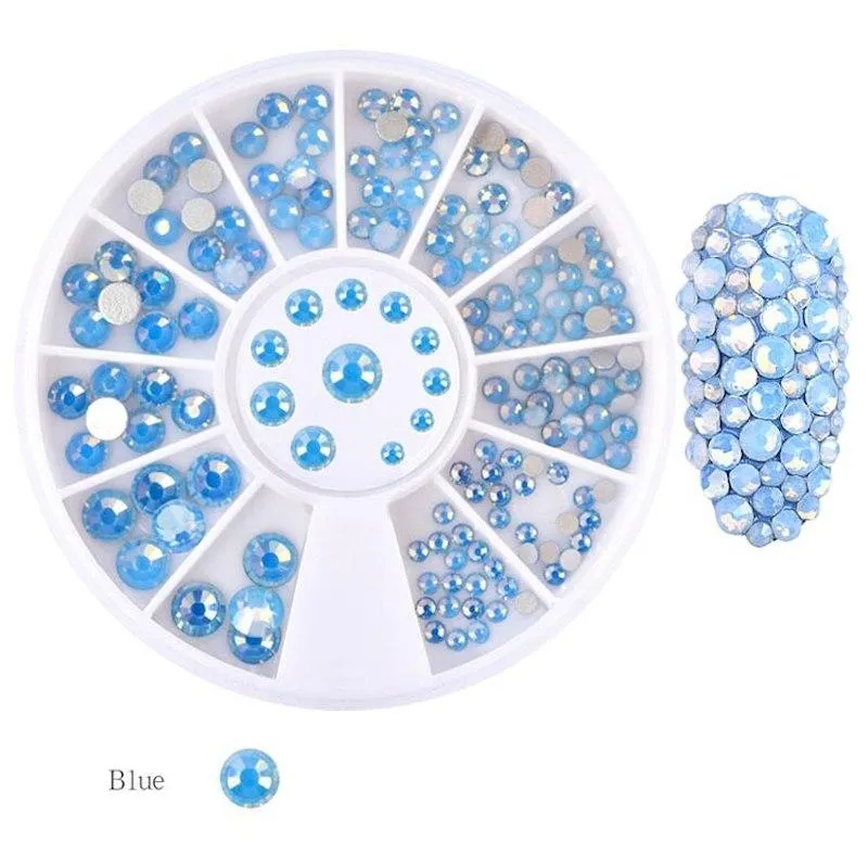 Opal Round Rhinestones Nail Decoration Wheels