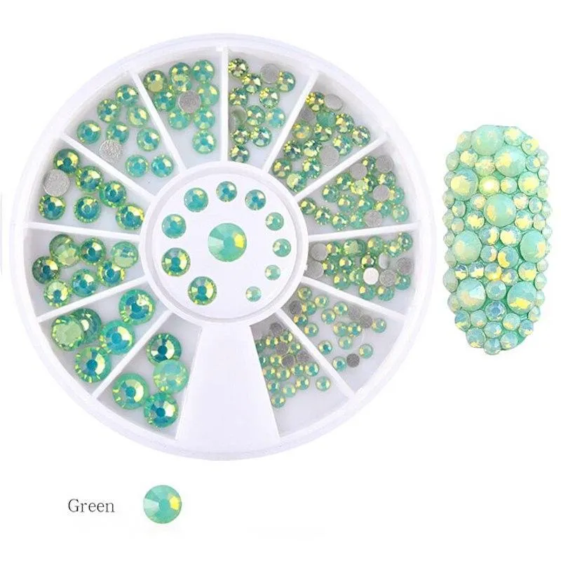 Opal Round Rhinestones Nail Decoration Wheels