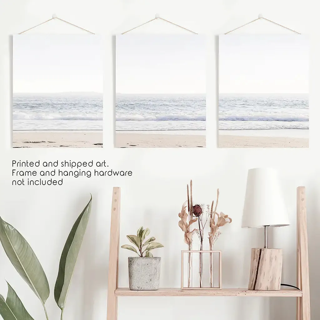 Pastel Minimalist Wave Photo. Set of 3 Beach House Wall Art