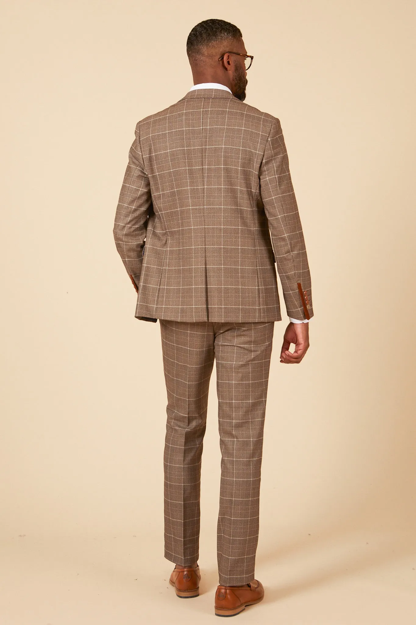 RAY - Tan Check Three Piece Suit