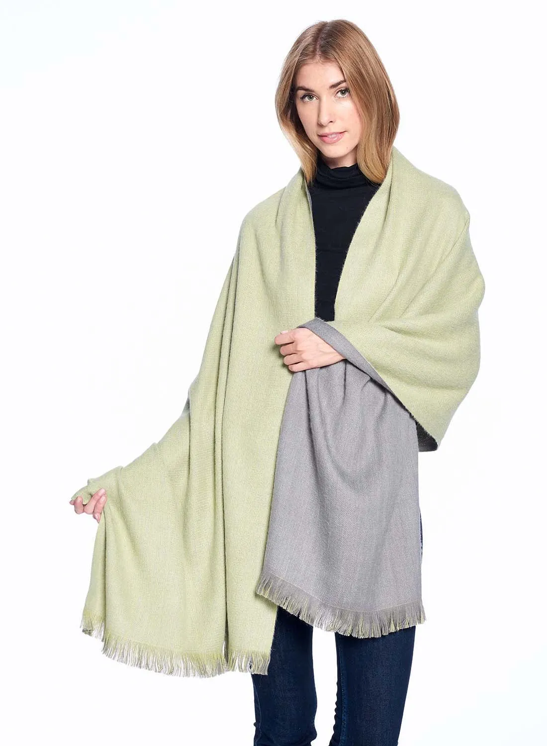 Reversible Alpaca  Wrap - Olive Branch