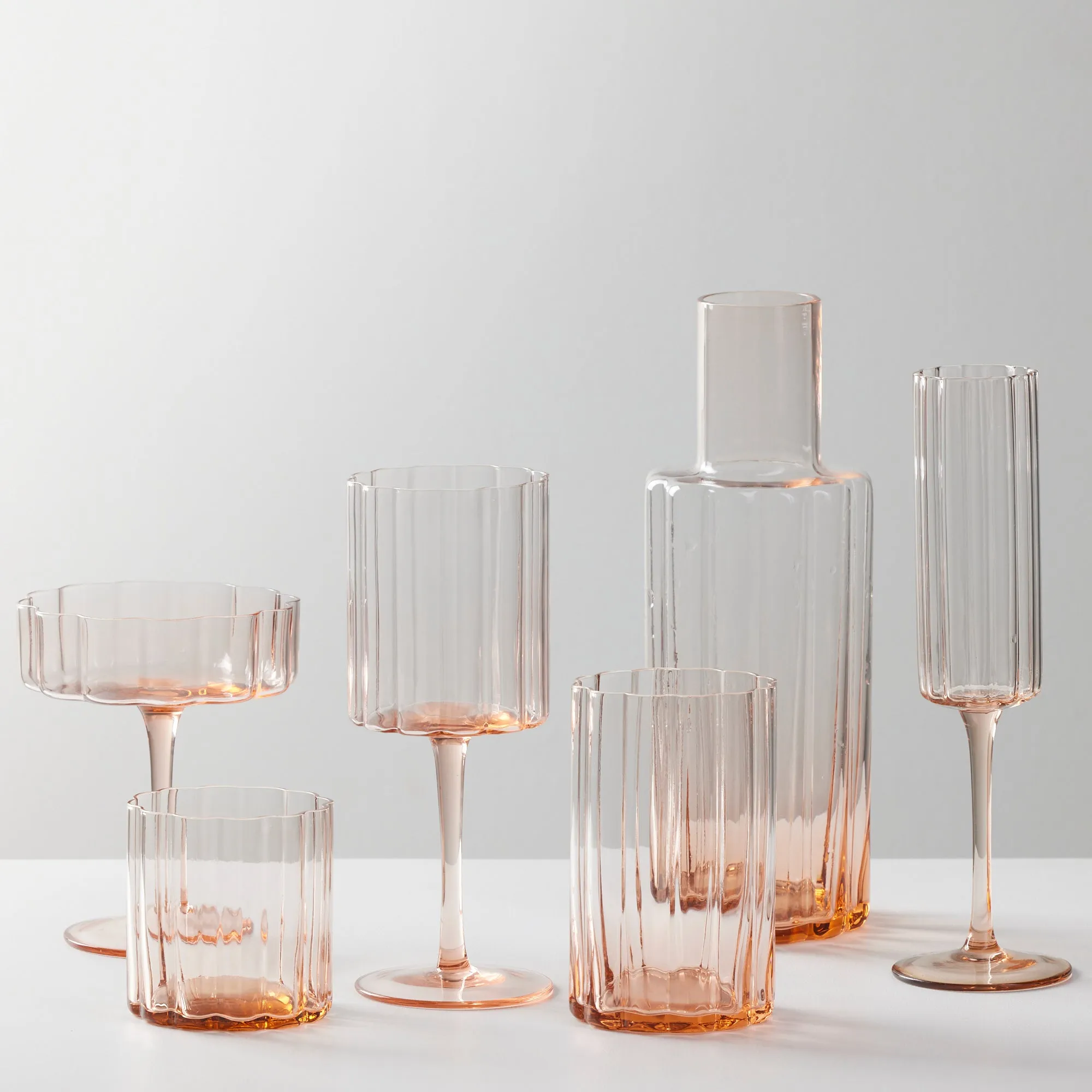 Ripples Champagne Glass - Peach