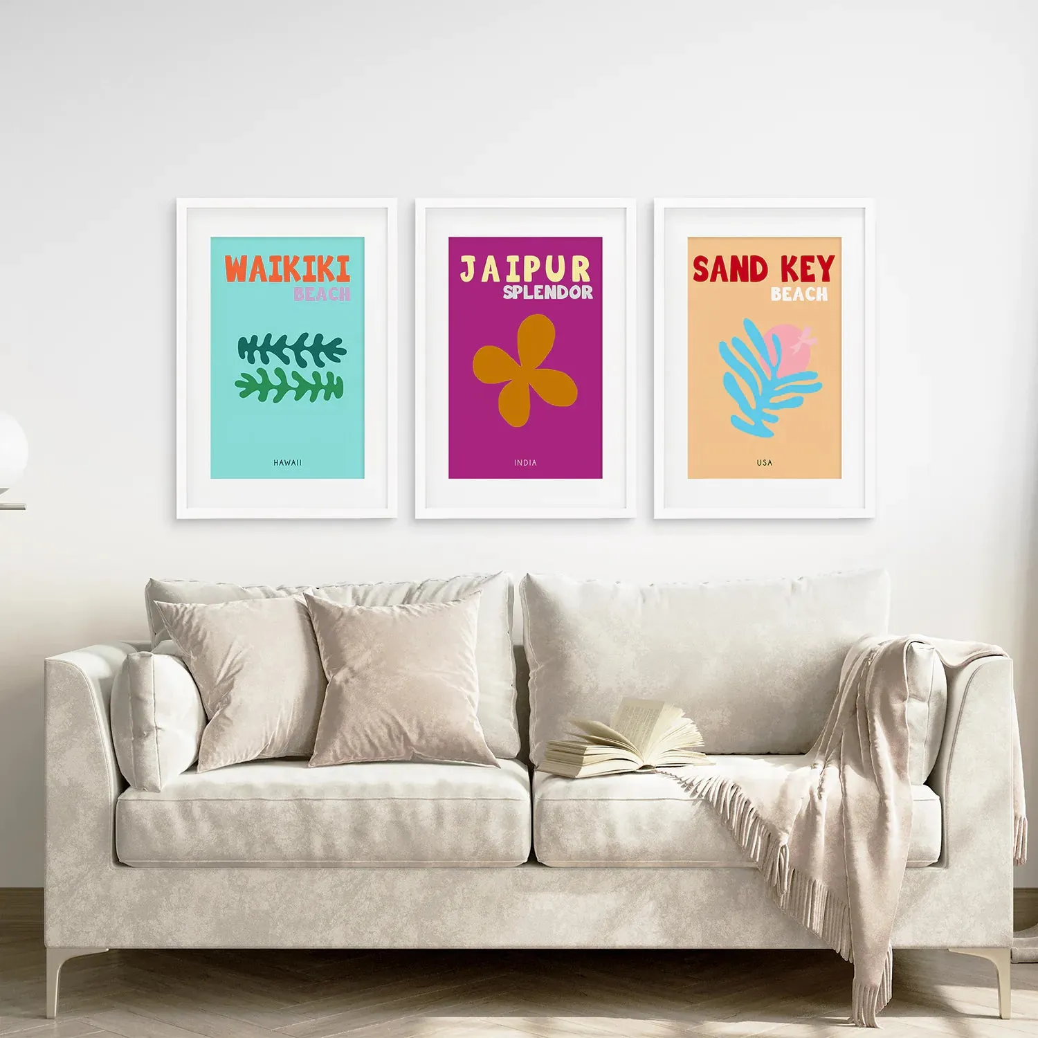 Set of 3 Trendy Y2k Style Posters. Summer Travel Theme