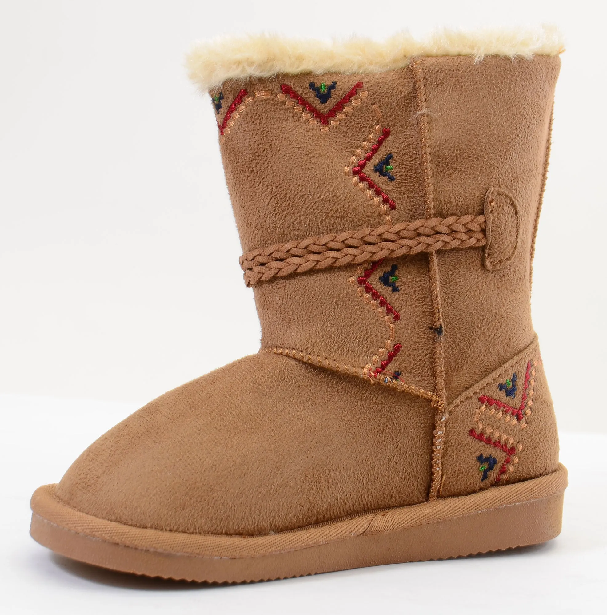 Tribal Zig-Zag Shearling Vegan Fur Suede Girls Boots KIDS