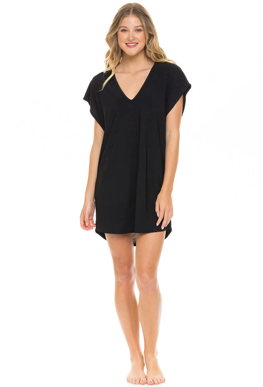 V-NECK TUNIC WITH BACK SLASHES - CUT OUT