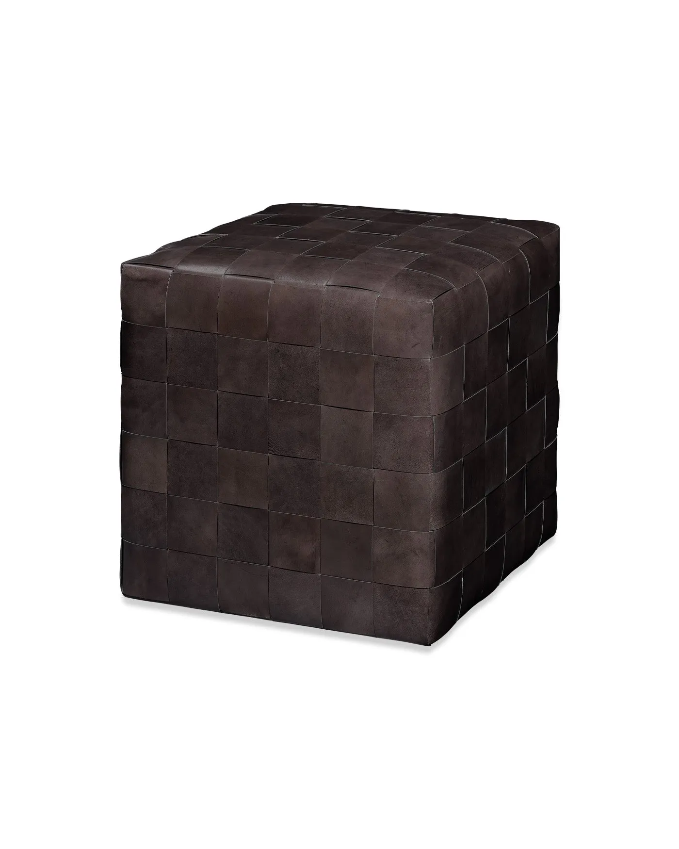 Woven Leather Ottoman