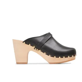 YOUYOU Yndies Black Leather Clogs Sandals